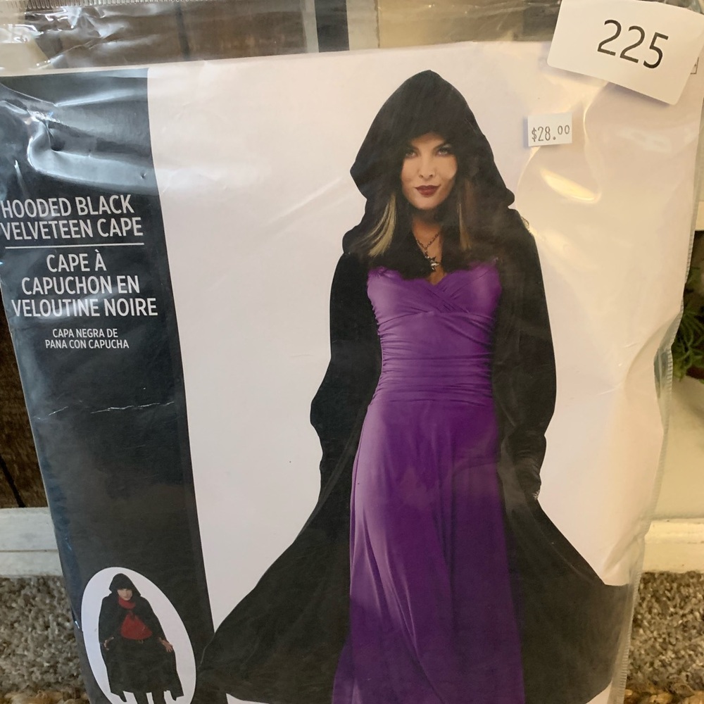 Adult Hooded Black Velveteen Cape Halloween Costume